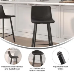 Flash Furniture Caleb Modern Armless 24 Inch Counter Height Stools, Set of 2 -Flash Furniture Sale Store GUEST 008e2d4a 4745 4a27 ad3a 1c4021f5e0b8