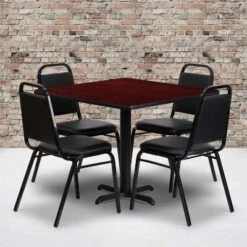Flash Furniture 36" Square Laminate Table Set with 4 Trapezoidal Chairs