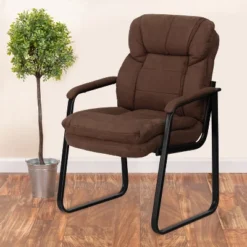 Flash Furniture Executive Side Reception Chair with Lumbar Support and Sled Base