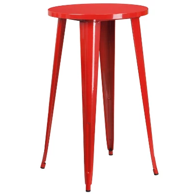 Flash Furniture Commercial Grade 24" Round Metal Bar Table & 4 Stools Set 2 Flash Furniture Commercial Grade 24" Round Metal Bar Table & 4 Stools Set - Image 2