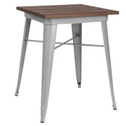 Flash Furniture 23.5" Square Metal Indoor Table with Rustic Wood Top -Flash Furniture Sale Store GUEST 035b65b3 30ec 4d0b b8ae ab21d027168b