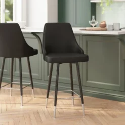 Flash Furniture Shelly Set of 2 Commercial LeatherSoft Counter Height Bar Stools
