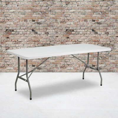 Flash Furniture 6-Foot Bi-Fold Granite White Plastic Folding Table 1 Flash Furniture 6-Foot Bi-Fold Granite White Plastic Folding Table