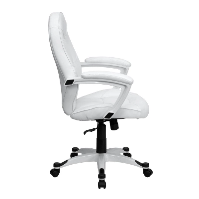 Flash Furniture White LeatherSoft Mid-Back Executive Swivel Office Chair 1 Flash Furniture White LeatherSoft Mid-Back Executive Swivel Office Chair