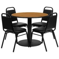 Flash Furniture 36'' Round Laminate Table Set with 4 Trapezoidal Back Banquet Chairs -Flash Furniture Sale Store GUEST 08ff9366 ada9 4e48 b68e dedb85068385
