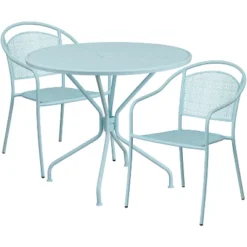 Flash Furniture Oia Commercial Grade 35.25" Round Indoor-Outdoor Steel Patio Table Set With 2 Round Back Chairs -Flash Furniture Sale Store GUEST 09579f70 05da 436c ae78 c08cfb2ceee1