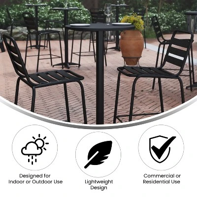 Flash Furniture 23.25" Round Aluminum Indoor-Outdoor Bar Height Table with Flip-Up Top 4 Flash Furniture 23.25" Round Aluminum Indoor-Outdoor Bar Height Table with Flip-Up Top - Image 4