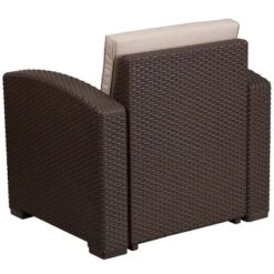 Flash Furniture Chocolate Brown Faux Rattan Outdoor Chair with All-Weather Beige Cushion -Flash Furniture Sale Store GUEST 099d2a0c f364 43a6 ab5f c0f518ce82cf