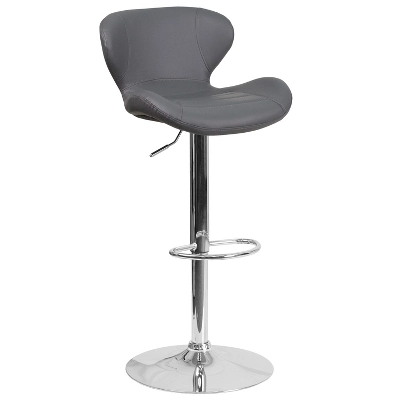 Flash Furniture Contemporary Adjustable Height Barstool With Curved Back And Chrome Base 16 Flash Furniture Contemporary Adjustable Height Barstool With Curved Back And Chrome Base - Image 16
