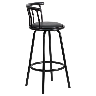 Flash Furniture Crown Back Black Metal Barstool with Swivel Black Vinyl Seat 9 Flash Furniture Crown Back Black Metal Barstool with Swivel Black Vinyl Seat - Image 9
