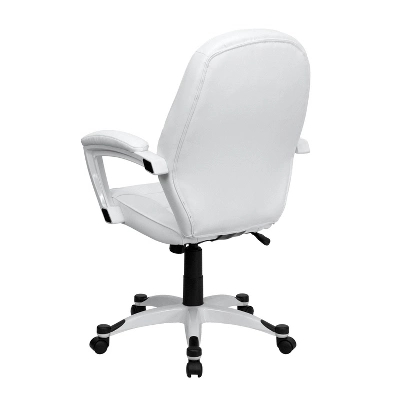 Flash Furniture White LeatherSoft Mid-Back Executive Swivel Office Chair 2 Flash Furniture White LeatherSoft Mid-Back Executive Swivel Office Chair - Image 2