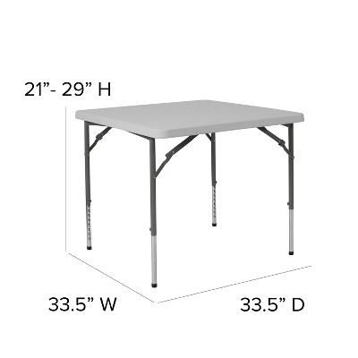 Flash Furniture 2.79-Foot Square Height Adjustable Folding Table 3 Flash Furniture 2.79-Foot Square Height Adjustable Folding Table - Image 3
