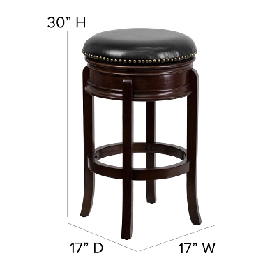 Flash Furniture 29" High Backless Wood Barstool with LeatherSoft Swivel Seat 4 Flash Furniture 29" High Backless Wood Barstool with LeatherSoft Swivel Seat - Image 4