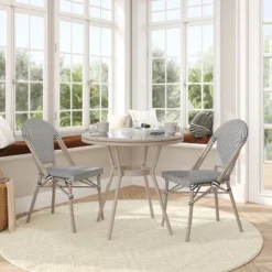 Flash Furniture Marseille Indoor/Outdoor Commercial Bistro Set with 31.5" Glass Table & 2 Chairs