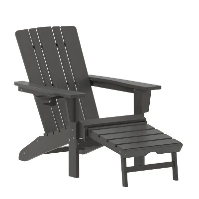 Flash Furniture Halifax HDPE Adirondack Chair with Pull-Out Ottoman & Cup Holder 13 Flash Furniture Halifax HDPE Adirondack Chair with Pull-Out Ottoman & Cup Holder - Image 13