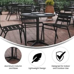 Flash Furniture Lila 31.5'' Round Aluminum Indoor-Outdoor Table Set With 4 Slat Back Chairs -Flash Furniture Sale Store GUEST 0df794b8 0009 4ce3 9be0 727bcaefa6a1