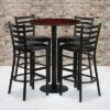Flash Furniture 30" Round Bar Height Table Set with 4 Metal Ladder Back Barstools
