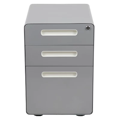 Flash Furniture Ergonomic 3-Drawer Mobile Locking Filing Cabinet 2 Flash Furniture Ergonomic 3-Drawer Mobile Locking Filing Cabinet - Image 2