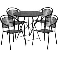 Flash Furniture Oia Commercial Grade 30" Round Folding Patio Set with 4 Chairs -Flash Furniture Sale Store GUEST 108153f2 e170 4bcd 91b3 d525ea85edf5