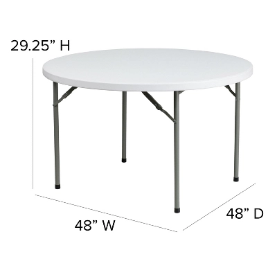 Flash Furniture 4-Foot Round Granite White Plastic Folding Table 2 Flash Furniture 4-Foot Round Granite White Plastic Folding Table - Image 2
