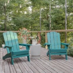 Flash Furniture Newport HDPE Adirondack Chair with Cup Holder - Set of 2