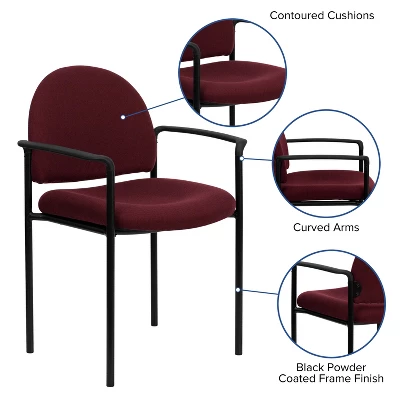 Flash Furniture Comfort Stackable Steel Side Reception Chair with Arms 2 Flash Furniture Comfort Stackable Steel Side Reception Chair with Arms - Image 2