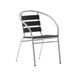 Flash Furniture Lila Aluminum Commercial Indoor-Outdoor Stack Chair with Triple Slat Faux Teak Back -Flash Furniture Sale Store GUEST 133736ea 8807 48fb aec0 d37eab6cb863