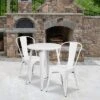 Flash Furniture Commercial Grade 24" Round Metal Indoor-Outdoor Table and 2 Cafe Chairs