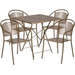 Flash Furniture Oia 28" Square Indoor-Outdoor Steel Folding Patio Table Set with 4 Chairs -Flash Furniture Sale Store GUEST 15167b06 6771 44a9 8acc f8dda43eab31