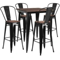 Flash Furniture 31.5" Square Metal Bar Table Set with Textured Wood Top and 4 Stools 5 Flash Furniture 31.5" Square Metal Bar Table Set with Textured Wood Top and 4 Stools -Flash Furniture Sale Store GUEST 15719ec5 23e3 4e82 9858 2d36e5db5ad8