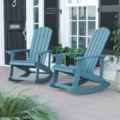 Flash Furniture Savannah All-Weather Poly Resin Adirondack Rocking Chairs - Set of 2