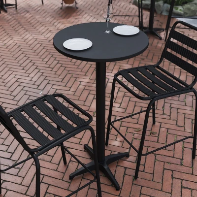 Flash Furniture 23.25" Round Aluminum Indoor-Outdoor Bar Height Table with Flip-Up Top 2 Flash Furniture 23.25" Round Aluminum Indoor-Outdoor Bar Height Table with Flip-Up Top - Image 2