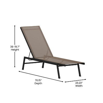 Flash Furniture Brazos All-Weather Adjustable 5-Position Outdoor Chaise Lounge 6 Flash Furniture Brazos All-Weather Adjustable 5-Position Outdoor Chaise Lounge - Image 6