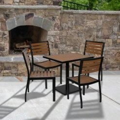 Flash Furniture Lark Outdoor Patio Bistro Dining Table Set with 4 Chairs