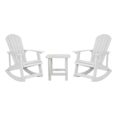 Flash Furniture Savannah Set of 2 All-Weather Adirondack Rocking Chairs with Side Table 12 Flash Furniture Savannah Set of 2 All-Weather Adirondack Rocking Chairs with Side Table - Image 12