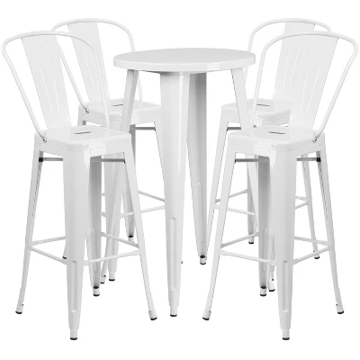 Flash Furniture Commercial Grade 24" Round Metal Bar Table Set with 4 Cafe Stools 4 Flash Furniture Commercial Grade 24" Round Metal Bar Table Set with 4 Cafe Stools - Image 4