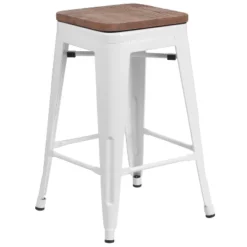 Flash Furniture 24" Backless Metal Counter Stool with Wood Seat -Flash Furniture Sale Store GUEST 187d7199 9d41 4c7f ab7a 5b6fc3d1afbb