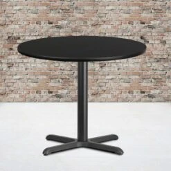 Flash Furniture 36" Round Reversible Laminate Table Top with Cast Iron Base
