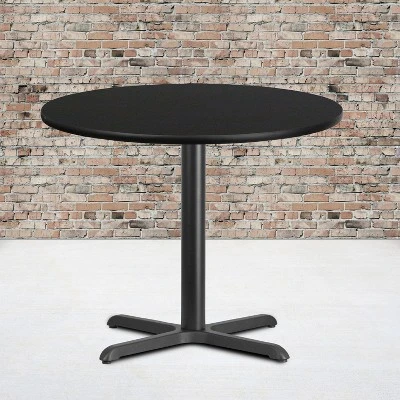 Flash Furniture 36" Round Reversible Laminate Table Top with Cast Iron Base 1 Flash Furniture 36" Round Reversible Laminate Table Top with Cast Iron Base