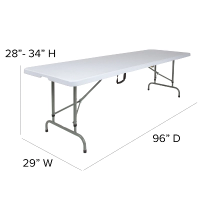 Flash Furniture 8-Foot Height Adjustable Bi-Fold Banquet and Event Table 3 Flash Furniture 8-Foot Height Adjustable Bi-Fold Banquet and Event Table - Image 3