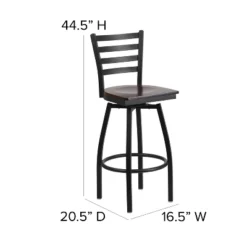 Flash Furniture Black Metal Swivel Barstool with Ladder Back & Padded Seat -Flash Furniture Sale Store GUEST 2068278f 8beb 4e00 b2af 9ff5d8cad118
