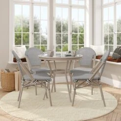 Flash Furniture Marseille 31.5" Indoor/Outdoor Commercial Bistro Set with 4 Chairs