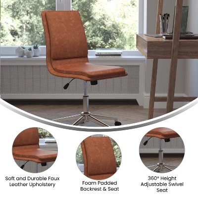Flash Furniture Madigan Mid-Back Armless Swivel Task Office Chair With Upholstery And Adjustable Metal Base 5 Flash Furniture Madigan Mid-Back Armless Swivel Task Office Chair With Upholstery And Adjustable Metal Base - Image 5