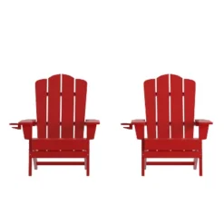 Flash Furniture Newport HDPE Adirondack Chair with Cup Holder - Set of 2 -Flash Furniture Sale Store GUEST 25521ec7 52a5 4299 865e 1dbc0d4b92ba