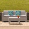 Flash Furniture Contemporary Faux Rattan Outdoor Sofa with All-Weather Cushions