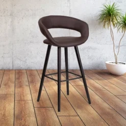 Flash Furniture Brynn Series 29" Contemporary Vinyl Barstool with Wood Frame