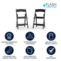 Flash Furniture HERCULES Series 800 Lb. Capacity Resin Folding Chair, 2 Pack