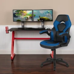 Flash Furniture Gaming Desk and Racing Chair Set with Headphone Hook