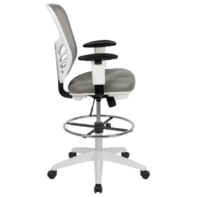 Flash Furniture Mid-Back Mesh Ergonomic Drafting Chair With Adjustable Chrome Foot Ring, Adjustable Arms 11 Flash Furniture Mid-Back Mesh Ergonomic Drafting Chair With Adjustable Chrome Foot Ring, Adjustable Arms - Image 11