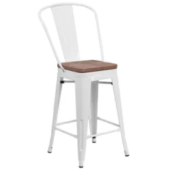 Flash Furniture 24" Metal Counter Stool with Curved Back and Wood Seat -Flash Furniture Sale Store GUEST 2c41d00f 6ced 424d b0b6 1a6e5accf4e1